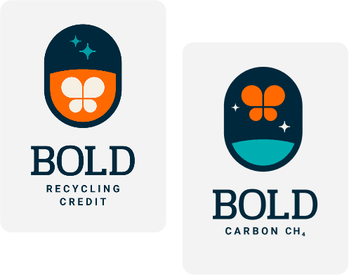 BOLD Recycling Credit and BOLD Carbon Credit badges